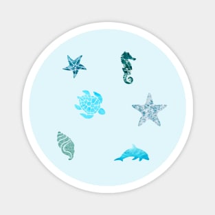 Ocean pattern animals set Magnet